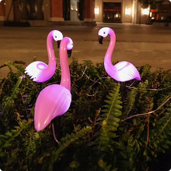 Lumiere exterieur Flamant rose dans un buisson