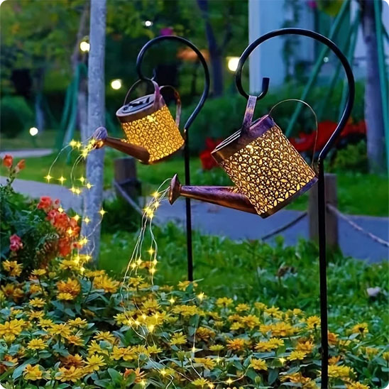 Luminaire extérieur solaire Arrosoir lumineux décorant un jardin