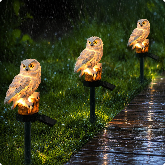 luminaire exterieur solaire Hibou résistant aux intempéries