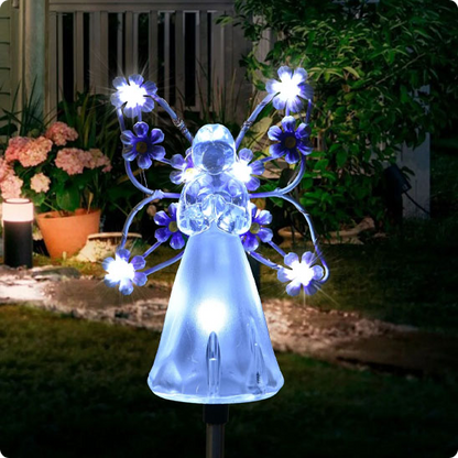 Luminaire solaire extérieur Angel allumé vu de près