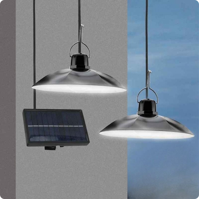 Luster exterieur Eclair Solaire double tête avec son panneau solaire