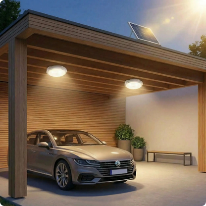 plafonnier extérieur Sun éclairant un carport