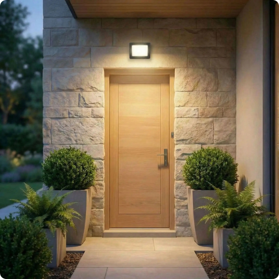 projecteur led exterieur Capella éclairant une entrée