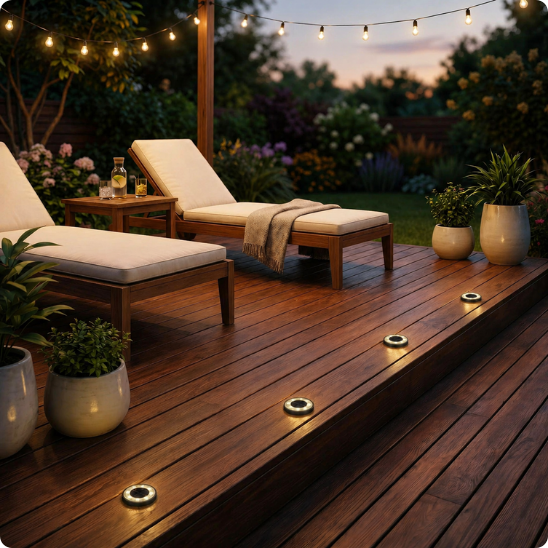 Spot solaire extérieur Splash éclairant une terrasse