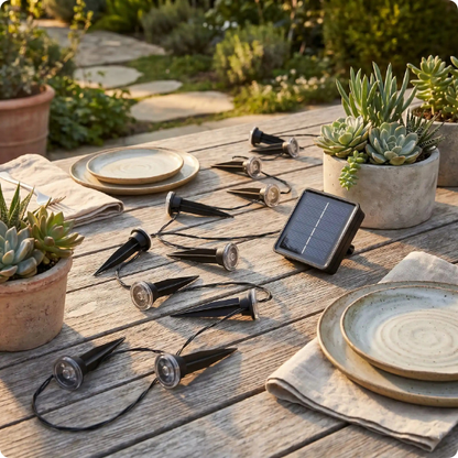 Spots solaires exterieurs Myriade vus de près