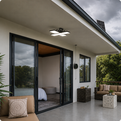suspension solaire extérieur LumiSensor éclairant une terrasse